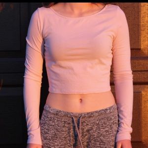 Pink forever 21 long sleeve crop top